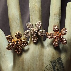 Chloe + Isabel Crystal Pavé Floral Ring Set